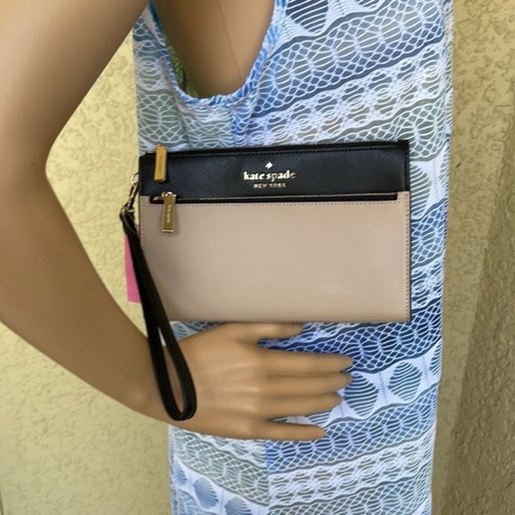 Kate Spade Staci Medium Wristlet Warm Beige - Picture 11 of 16
